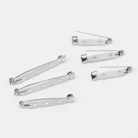 Основа для броши, 45/40/32/30/25/20 мм, набор 12 шт., цвет серебряный