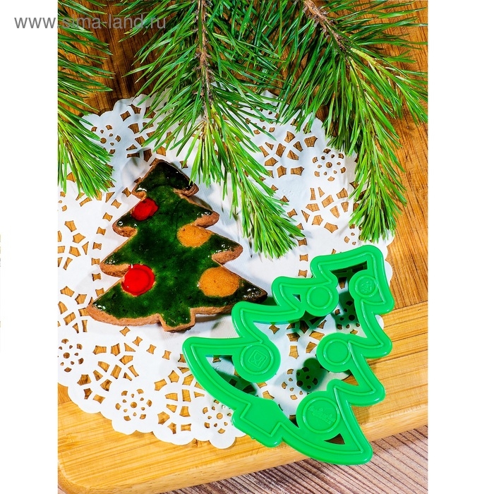 Форма для печенья &laquo;Ёлочка&raquo;, вырубка, штамп, 8,5&times;8 см, цвет зелёный