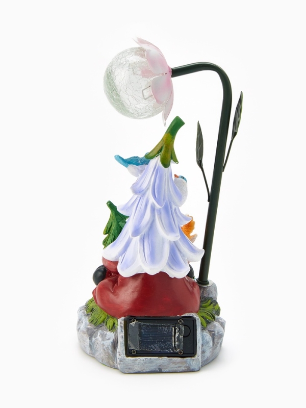 Садовая фигура "Гном лесничий", 14х12х25 см, с подсветкой