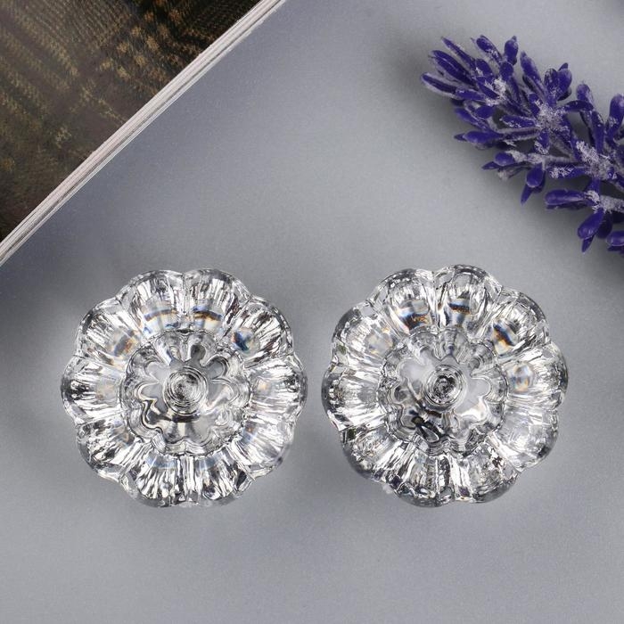 Ручка для шкатулки металл "Кристалл" набор 2 шт  серебро 2,5х2,8х2,8 см