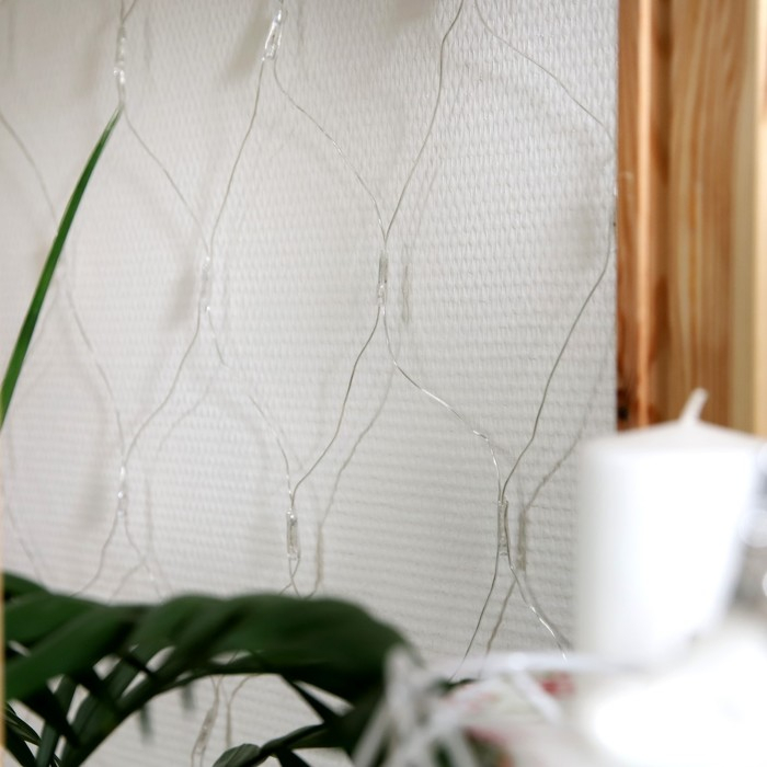 Гирлянда &laquo;Сеть&raquo; 1.6 &times; 1.6 м, IP20, прозрачная нить, 144 LED, свечение жёлтое, 8 режимов, 220 В