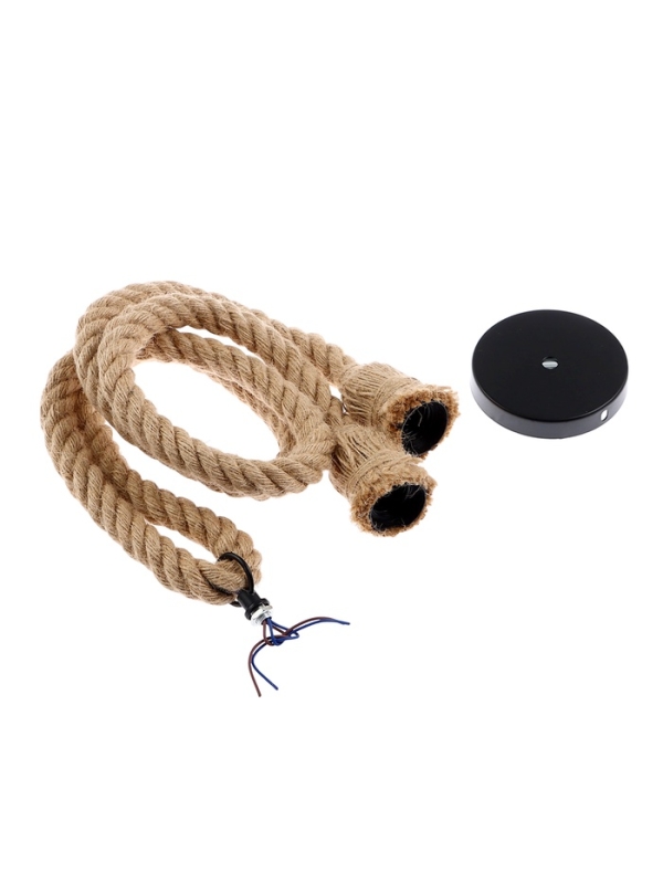 Патрон подвесной, Е27, двойной, 1м, 220В, материал джут Патрон подвесной, Е27, двойной, 1м, 220В, материал джут