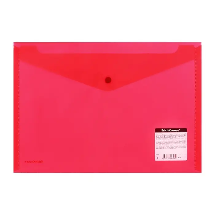 Папка-конверт на кнопке А4, 140 мкм, ErichKrause Fizzy Classic, непрозрачный, тиснение, микс