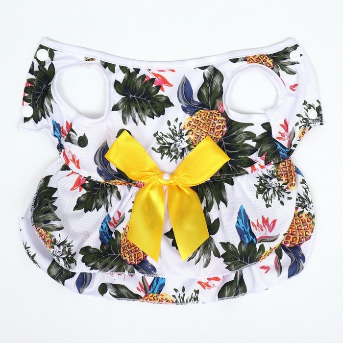 Платье для животных Тропики, S (ДС 25, ОГ 35 см), белое