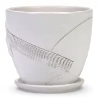 Горшок цветочный с поддоном 1,4 л, d15/h13 см белый керамика, "Голландия" (М)
