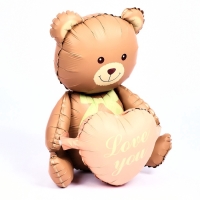 Воздушный шар фольгированный 42" &laquo;Медвежонок с сердцем&raquo;, матовый, под воздух