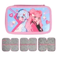 Пенал 3 секции, 125 х 205 х 55 мм, Calligrata 30П26/3 "Аниме подружки", ламинированный картон