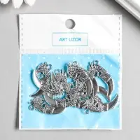 Металлический элемент, декоративная подвеска &laquo;Арт Узор. Клык дракона&raquo;, серебро, 2.9&times;1.3 см