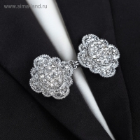 Зажим для кардигана &laquo;Ажур&raquo;, цвет белый в серебре