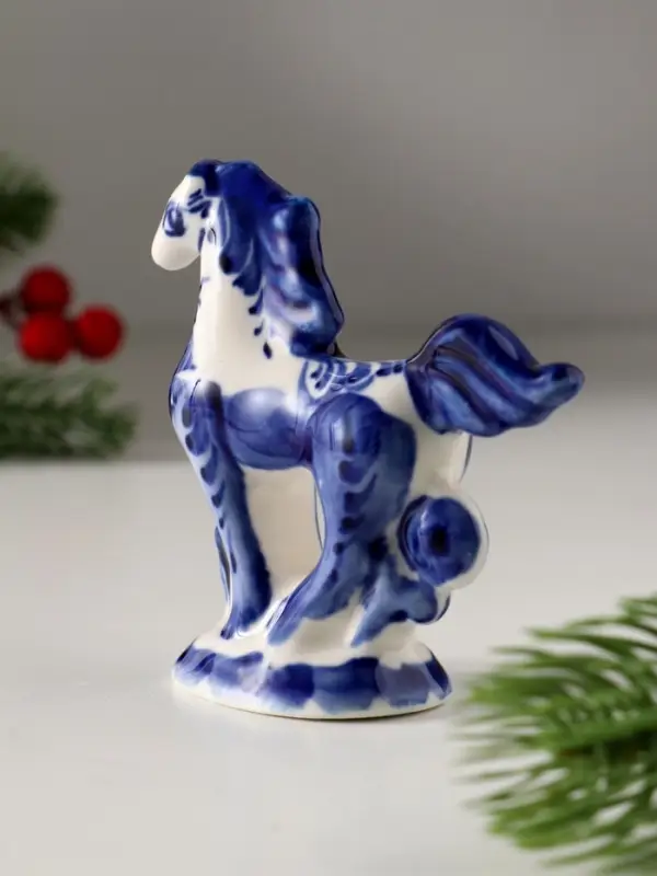 Сувенир Скакун , 9х9 см, гжель