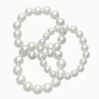 Браслет "Бусины жемчуга" (набор 3 шт), №10,12.14, цвет белый