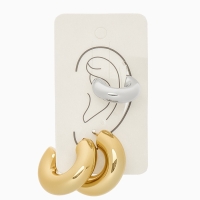 Набор серьги и каффы 3 шт. &laquo;Бублик&raquo; кольца, цвет серебро в золоте