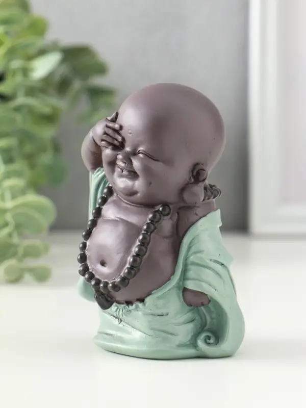 Сувенир полистоун "Счастливый хотей" зелёно-коричневый 5х7,5х10 см