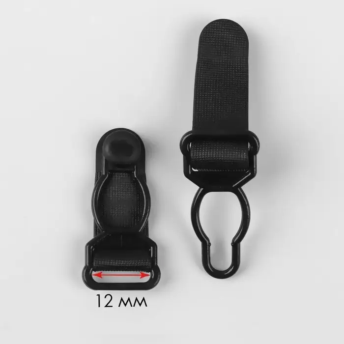 Застёжка для чулок, 12 мм, 4 шт., чёрная
