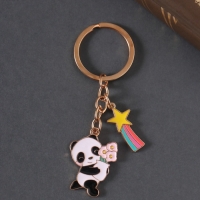 Брелок металл, эмаль "Панда c букетом" 9 см
