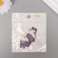 Декор для творчества металл, эмаль "Котик с крыльями бабочки" бело-фиолетовый 2,8х2,4 см