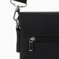 Сумка планшет муж, 19*2*23, 2 отд на молнии,  н/карм, длин рег ремень, черный