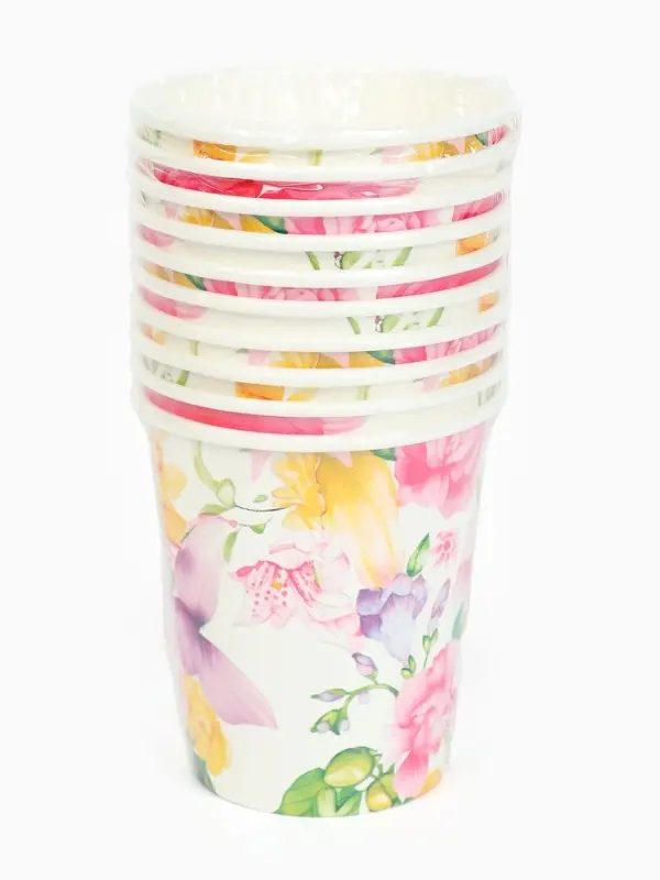 Стакан одноразовый бумажный &laquo;Акварельные цветы&raquo;, 250 мл