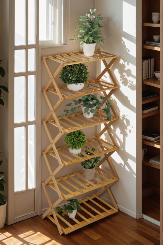 Подставка для цветов Greengo, 6 полок, 50 &times; 25 &times; 110 см, напольная, бамбук