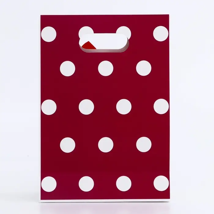 Подарочная коробка - пакет, упаковка с вырубной ручкой, &laquo;Горох&raquo;, 14&times;6&times;21 см