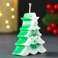 Свеча новогодняя "Ёлочка с огоньками" 60х70 мм, зелёный