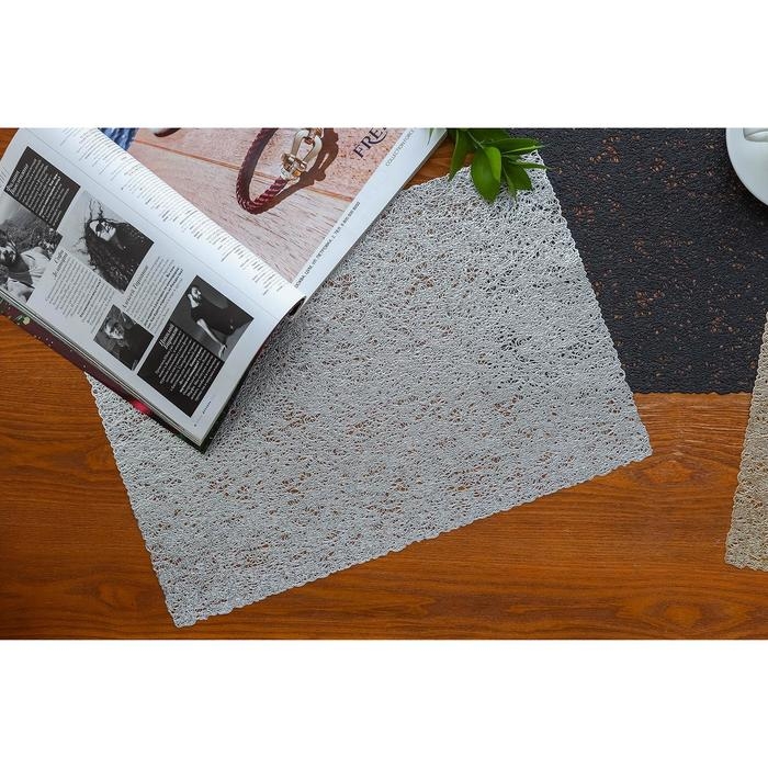 Салфетки сервировочные на стол Доляна &laquo;Соломка&raquo;, 30&times;45 см, 4 шт, серебряные