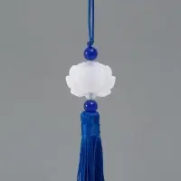 Подвеска текстиль, пластик "Кисть. Лотос" синяя 1,2х2,7х14,5 см