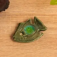 Подставка под благовония "Экзотическая рыбка" керамика, цв. зелёный, 6х5х1 см