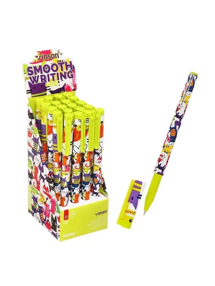 Ручка шариковая маслянная 0,7мм, корпус софттач с рисунком "Vinson" синяя