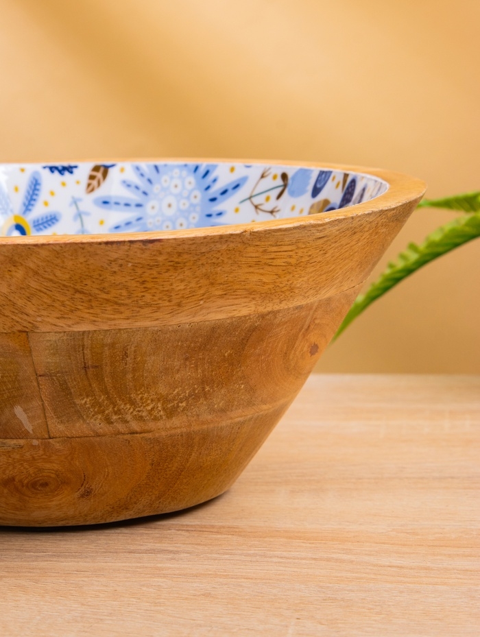 Салатник "Васильки" дерево манго 25х25х10 см