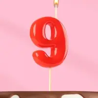 Свеча в торт &laquo;Красная&raquo;, цифра 9