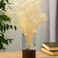 Ваза стекло настольная "Лесли" линии, 20х10 см, прозрачный