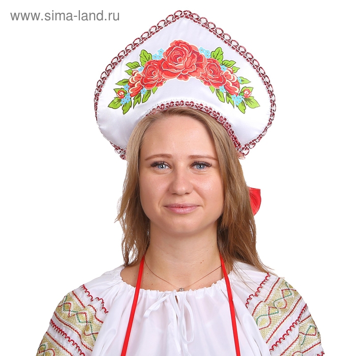 Кокошник &laquo;Розы с незабудками&raquo;