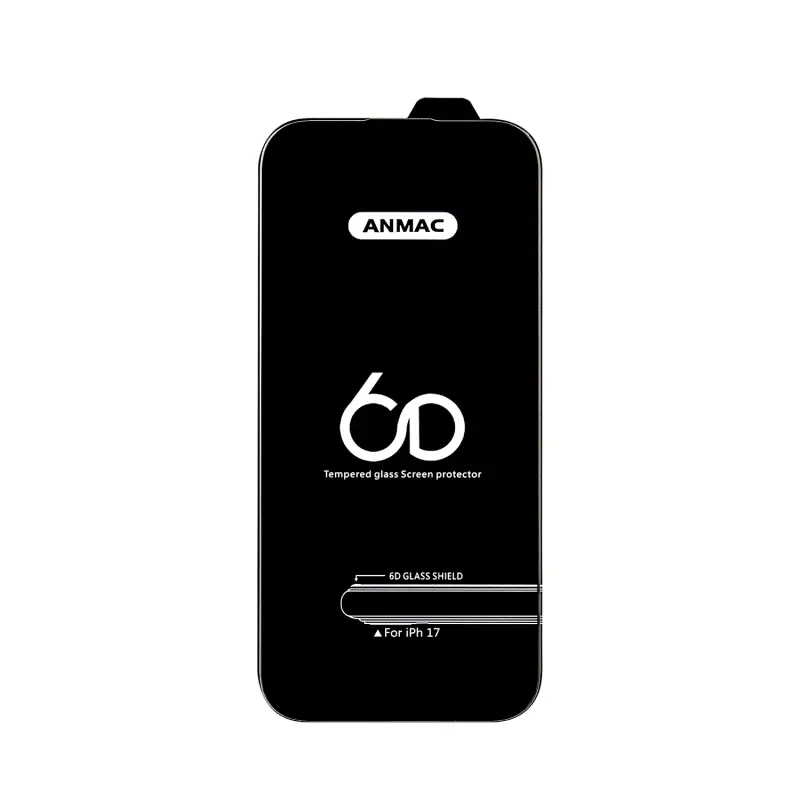 Защитное стекло iPh 17 (6.3) Anmac 6D Black без упаковки Арт.1137576 (10 шт./уп.)