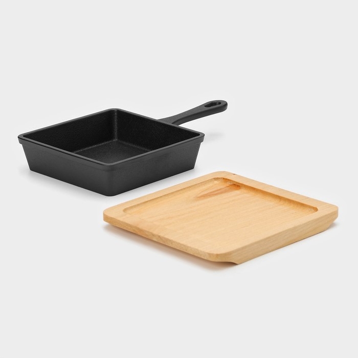 Сковорода чугунная Magma &laquo;Ханой&raquo;, 23&times;13,5&times;3,5 см, индукция, цвет чёрный