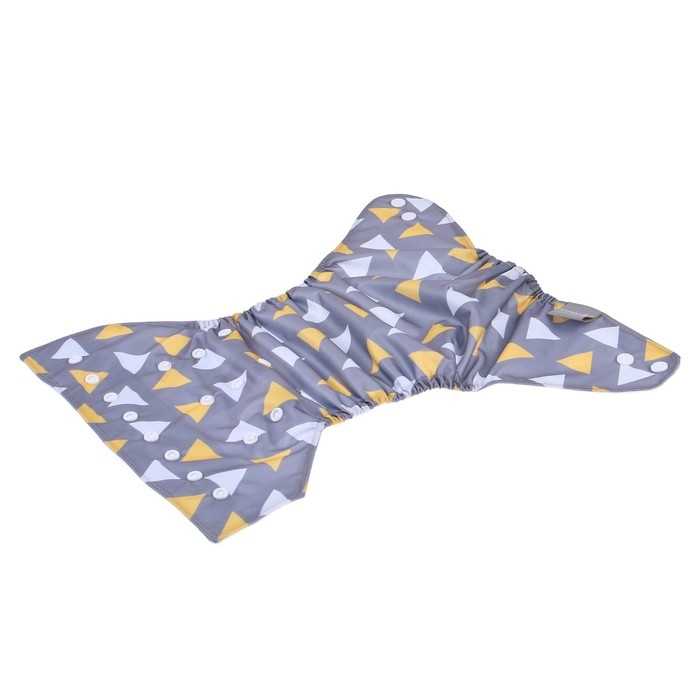 Многоразовый подгузник &laquo;Треугольники&raquo;, 3-15 кг, цвет серый, Крошка Я