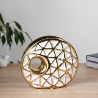 Керамическая ваза декоративная настольная &laquo;Денвер&raquo; геометрия, для цветов, сухоцветов, 19 см, белый