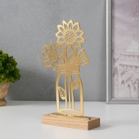 Сувенир металл "Подсолнухи в банке" золото 5х11,5х22 см