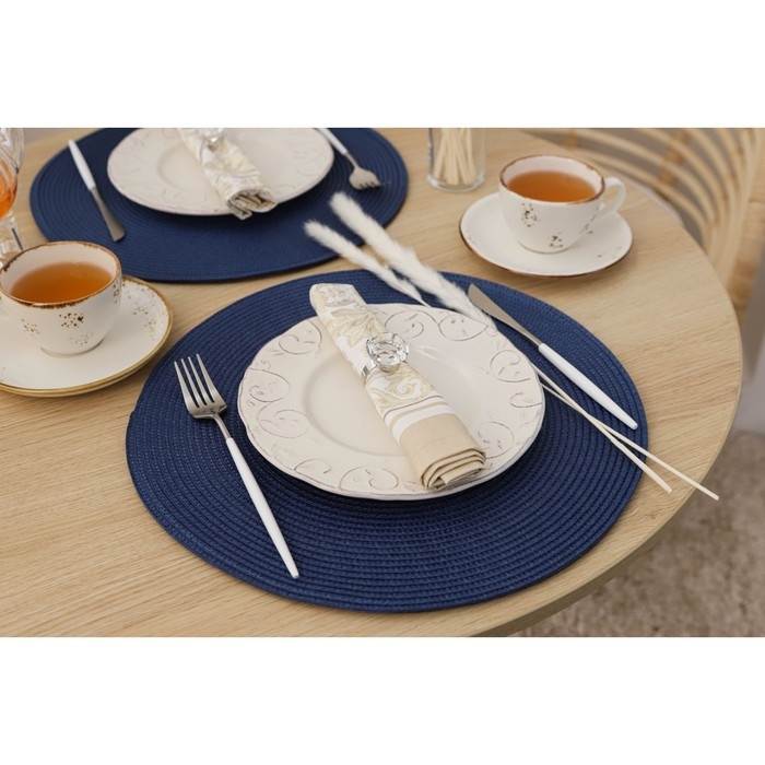 Салфетки сервировочные на стол Доляна &laquo;Лофт&raquo;, 4 шт, d=38 см, цвет синий