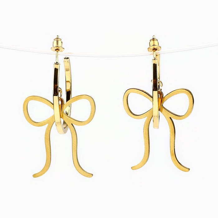 Серьги - кольца с подвесом бантом &laquo;Limited edition&raquo;, 3 см