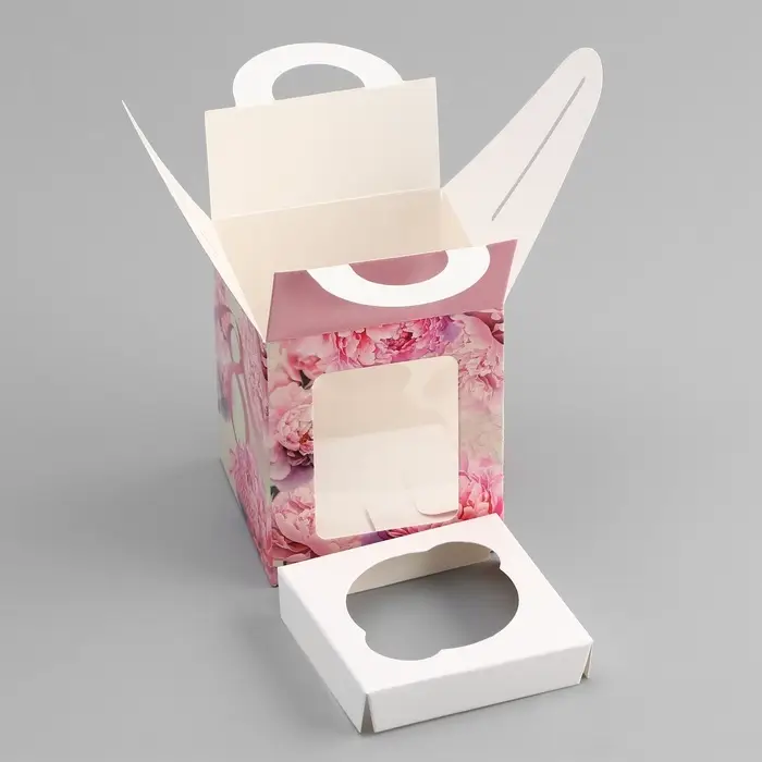 Коробка для 1 капкейка, &laquo;8 марта&raquo;, 9.2&times;9.2&times;11.1 см
