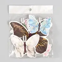 Бабочки картон "Мрамор с золотом" набор 12 шт h=4-10 см