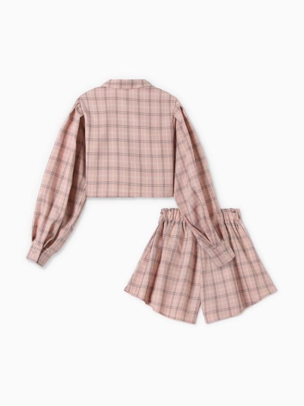 Комплект женский (блузка, шорты) MINAKU: Casual Collection цвет розовый клетка, размер 46