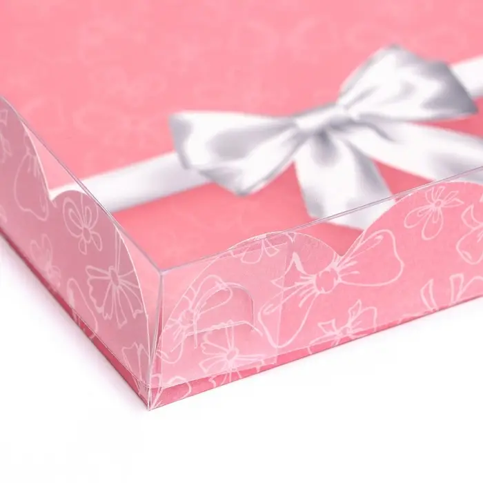 Коробка для печенья, &laquo;Серебристый бант&raquo; 15&times;15&times;3 см