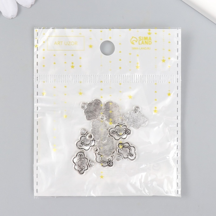 Металлический элемент, декоративная подвеска &laquo;Весёлое облако&raquo;, серебро набор 10 шт 1,4х1,3 см   1088