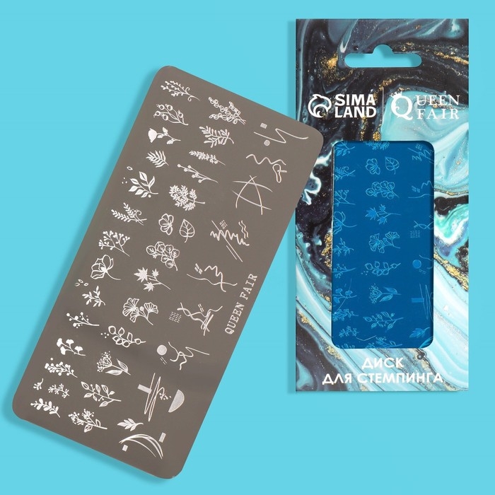 Диск для стемпинга металлический &laquo;Цветочки и листочки&raquo;, 12 &times; 6 см