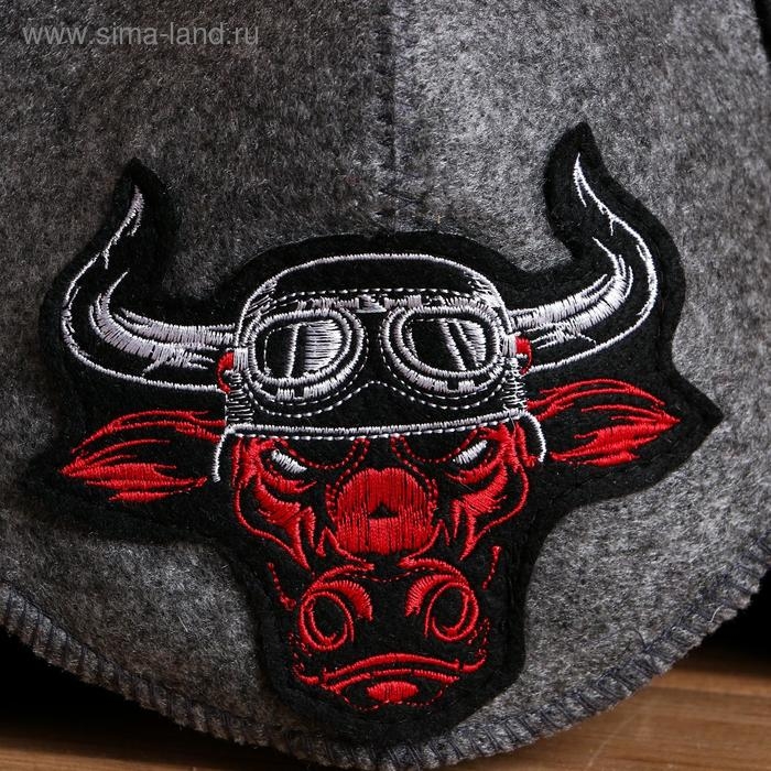 Шапка для бани "Бык-байкер" шлем викинга
