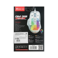 Мышь Xtrike Me GM-319, игровая, проводная, подсветка RGB, 6400 DPI, USB, 1,5 м, белая