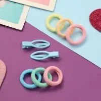 Набор для волос "Карамель" (10 резинок 1,5 см, 2 зажима 3 см) рыбка, голубой