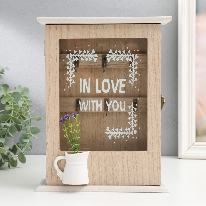 Ключница дерево 6 крючков "Лаванда в кувшине" 26,3х21х7,8 см  МИКС